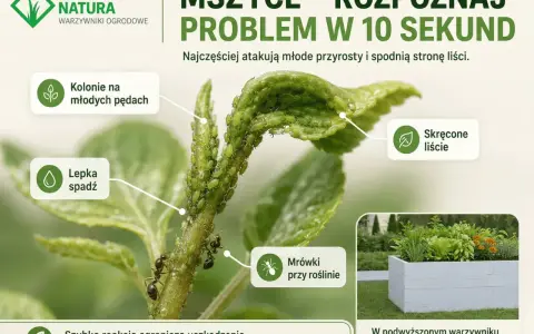 Mszyce na młodych pędach i liściach rośliny, powodujące skręcenie liści i lepki spadź. Mrówki towarzyszą kolonii mszyc.
